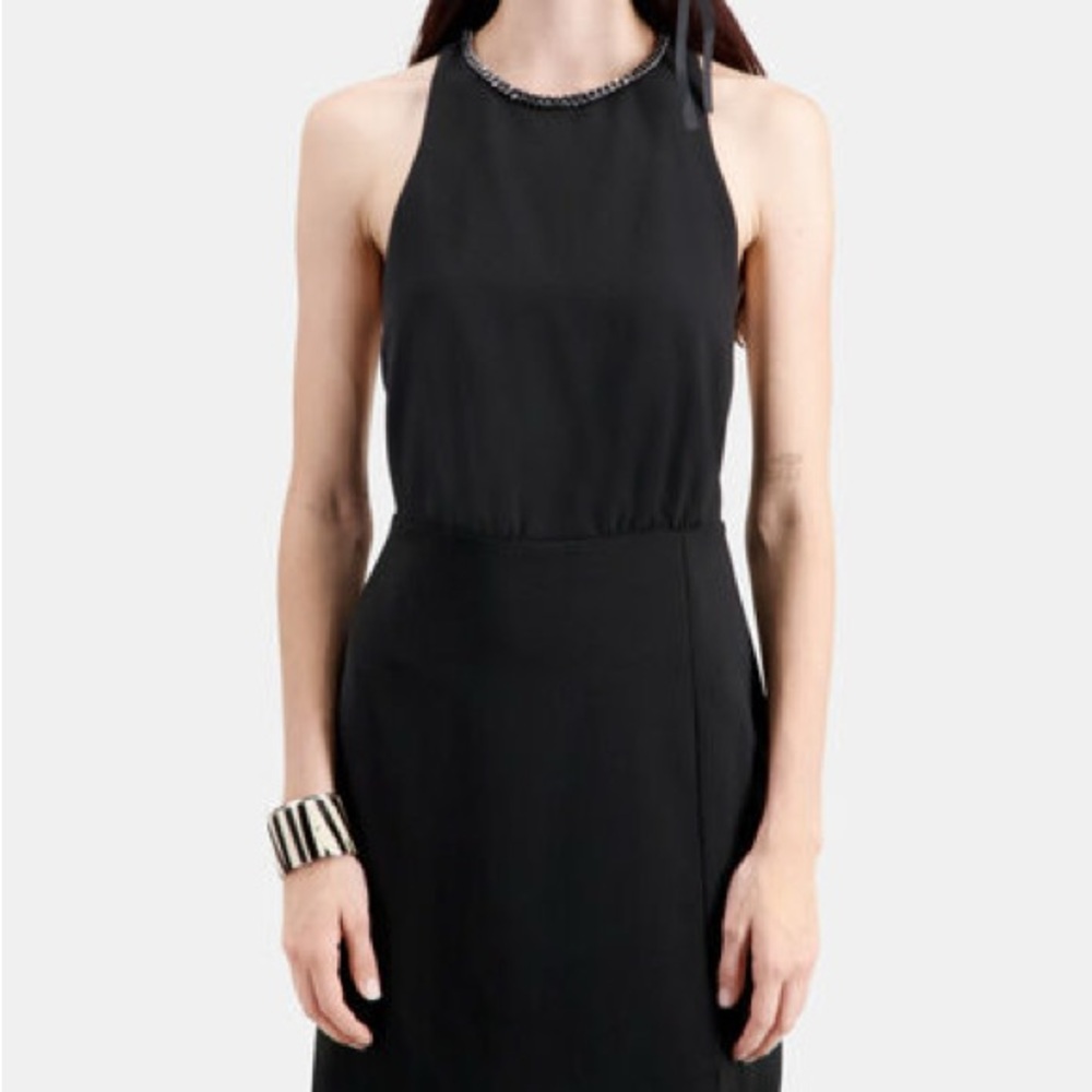 The Kooples Black Halter Midi Dress French 0 US XS/0-2